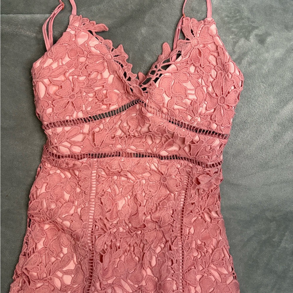 Pink Lace Midi Floral Dress Boohoo EUC Easter